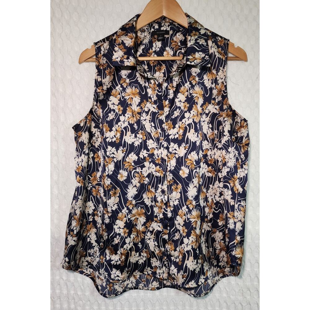 Halogen Women's Printed Floral Sleeveless Button-Up Top Size 1 (14w-16w)